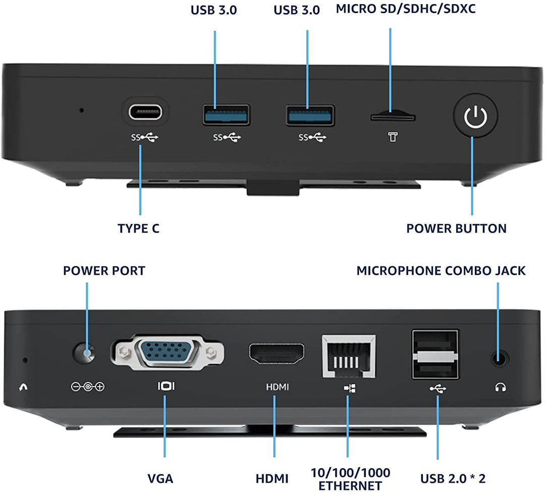 Wo-We Mini PC with Intel Gemini Lake N4020 Processor, 4GB RAM, 128GB eMMC